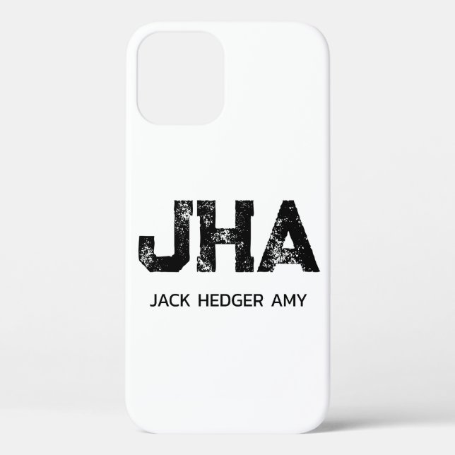 MINIMALIST BLACK THREE LETTER MONOGRAM NAME WHITE Case-Mate iPhone CASE (Back)