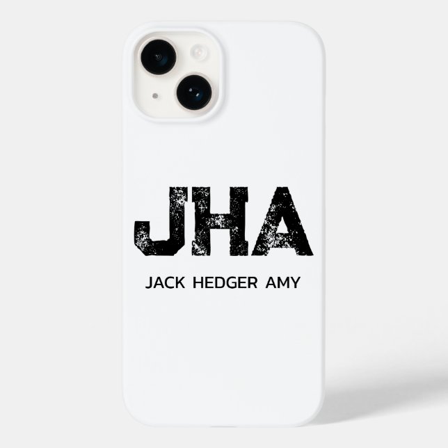 MINIMALIST BLACK THREE LETTER MONOGRAM NAME WHITE Case-Mate iPhone CASE (Back)