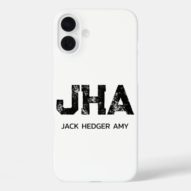 MINIMALIST BLACK THREE LETTER MONOGRAM NAME WHITE Case-Mate iPhone CASE (Back)