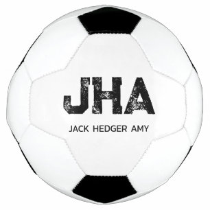 MINIMALIST BLACK THREE LETTER MONOGRAM NAME WHITE FOOTBALL