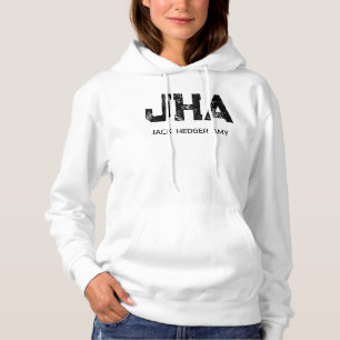 MINIMALIST BLACK THREE LETTER MONOGRAM NAME WHITE HOODIE