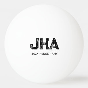 MINIMALIST BLACK THREE LETTER MONOGRAM NAME WHITE PING PONG BALL