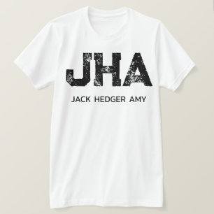 MINIMALIST BLACK THREE LETTER MONOGRAM NAME WHITE T-Shirt