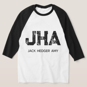 MINIMALIST BLACK THREE LETTER MONOGRAM NAME WHITE T-Shirt