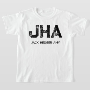 MINIMALIST BLACK THREE LETTER MONOGRAM NAME WHITE T-Shirt