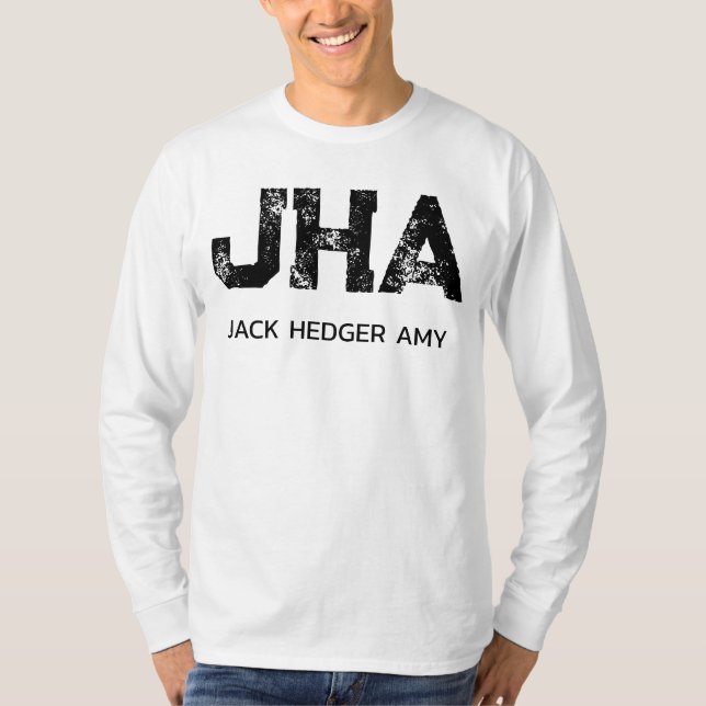 MINIMALIST BLACK THREE LETTER MONOGRAM NAME WHITE T-Shirt (Front)