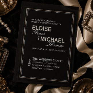 Minimalist Black Tie Formal Typography Wedding