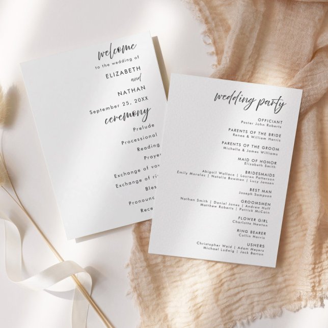 Minimalist Black Tie Wedding Ceremony Program Invitation (Creator Uploaded)
