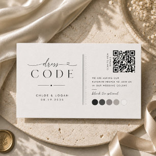 Minimalist Black Tie Wedding Colour Guide QR Enclosure Card