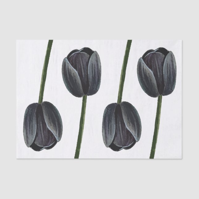 Minimalist Black Tulip Tissue Paper (Front)
