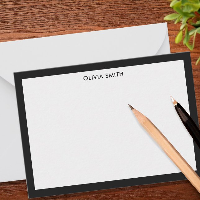 Minimalist Black Two Border Modern Monogram  Card (Creator Uploaded)