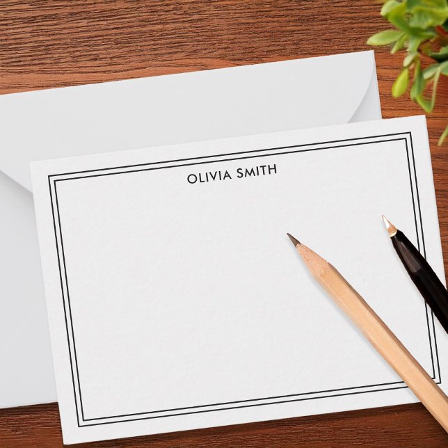 Minimalist Black Two Border Modern Monogram  Card (Creator Uploaded)