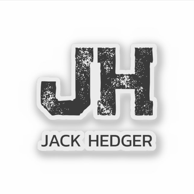 MINIMALIST BLACK TWO LETTER MONOGRAM NAME CLEAR (Front)