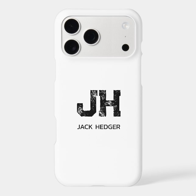 MINIMALIST BLACK TWO LETTER MONOGRAM NAME WHITE (Back)