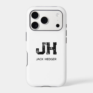 MINIMALIST BLACK TWO LETTER MONOGRAM NAME WHITE