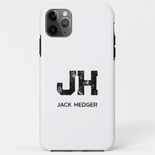 MINIMALIST BLACK TWO LETTER MONOGRAM NAME WHITE iPhone 11 PRO MAX CASE