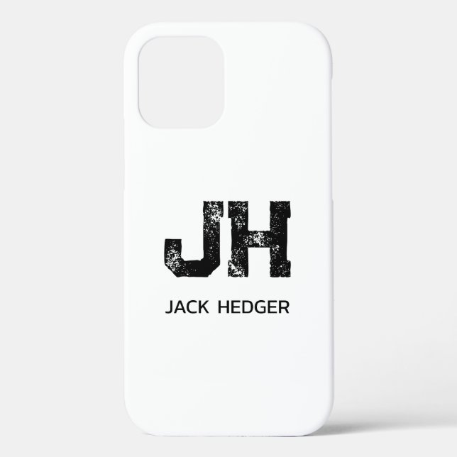 MINIMALIST BLACK TWO LETTER MONOGRAM NAME WHITE Case-Mate iPhone CASE (Back)