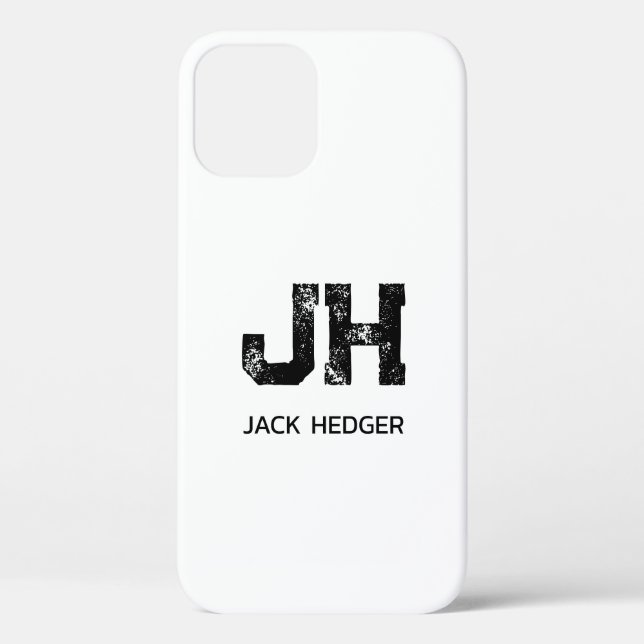 MINIMALIST BLACK TWO LETTER MONOGRAM NAME WHITE Case-Mate iPhone CASE (Back)