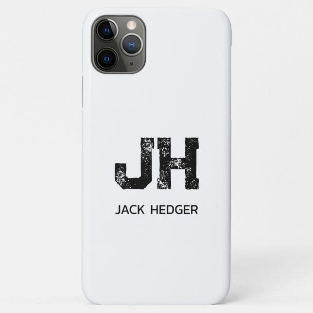 MINIMALIST BLACK TWO LETTER MONOGRAM NAME WHITE Case-Mate iPhone CASE (Back)