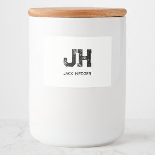 MINIMALIST BLACK TWO LETTER MONOGRAM NAME WHITE FOOD LABEL