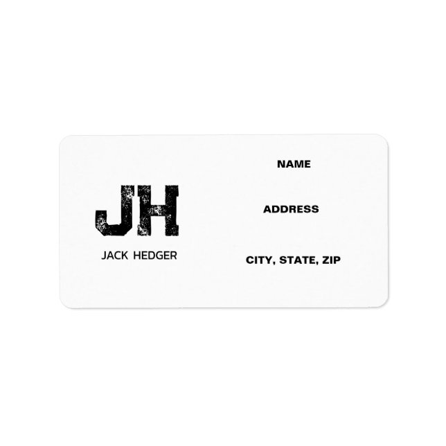 MINIMALIST BLACK TWO LETTER MONOGRAM NAME WHITE LABEL (Front)
