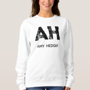 MINIMALIST BLACK TWO LETTER MONOGRAM NAME WHITE SWEATSHIRT