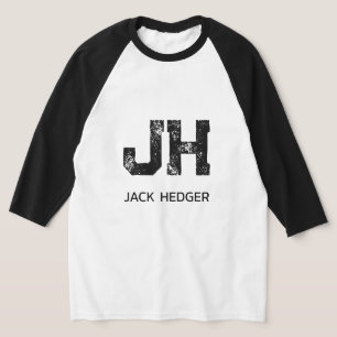 MINIMALIST BLACK TWO LETTER MONOGRAM NAME WHITE T-Shirt