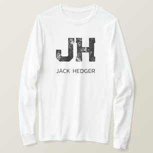 MINIMALIST BLACK TWO LETTER MONOGRAM NAME WHITE T-Shirt