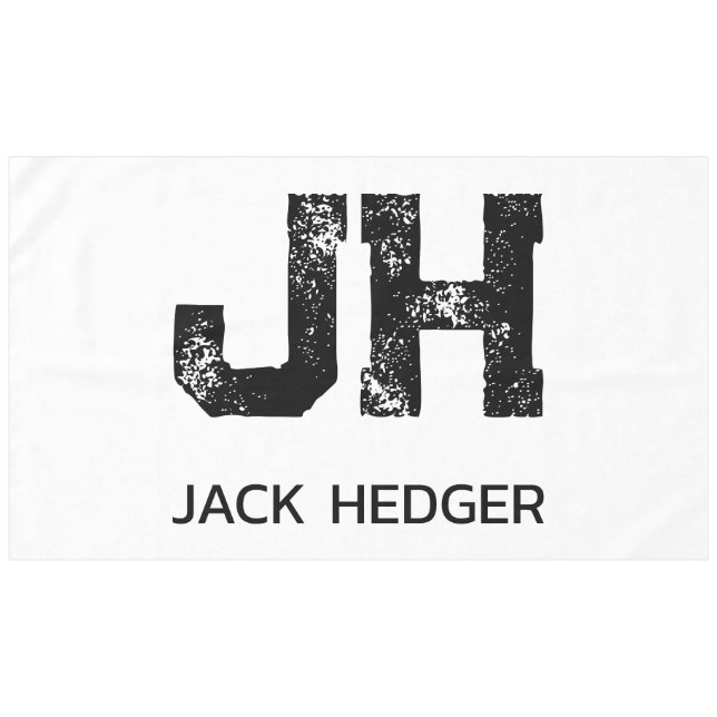 MINIMALIST BLACK TWO LETTER MONOGRAM NAME WHITE TABLECLOTH (Front (Horizontal))