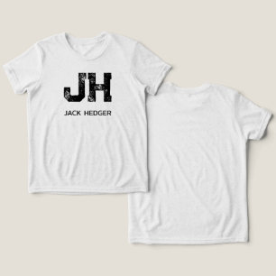 MINIMALIST BLACK TWO LETTER MONOGRAM NAME WHITE Tri-Blend SHIRT