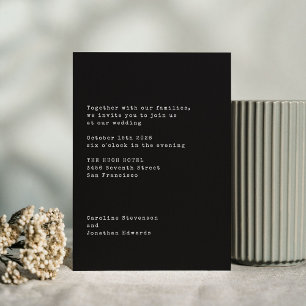 Minimalist Black Typewriter Typography Wedding Invitation