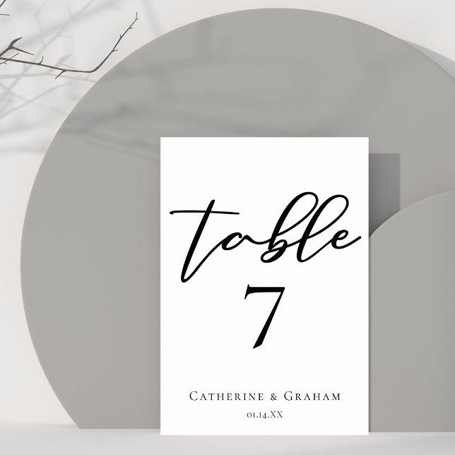 Minimalist Black Typography Chic Wedding Table Number (Creator Uploaded)