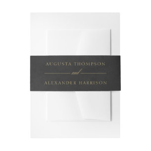 Minimalist Black Velvet Print (Not Real) Invitation Belly Band