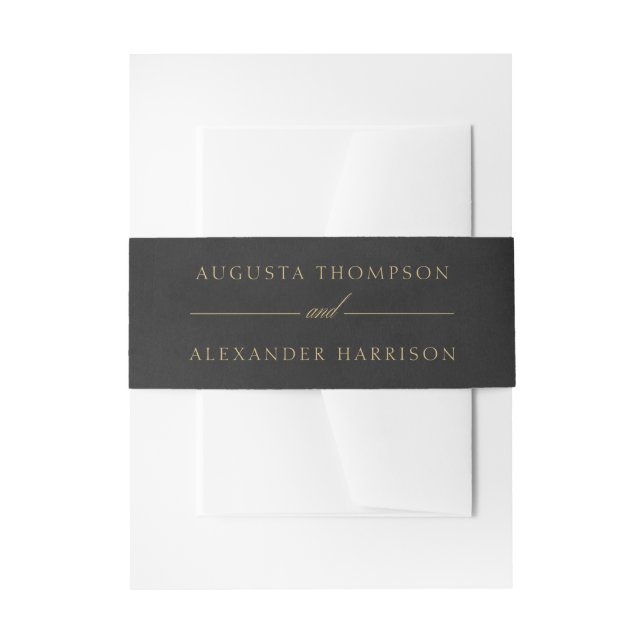 Minimalist Black Velvet Texture Imitation Invitation Belly Band (Front Example)