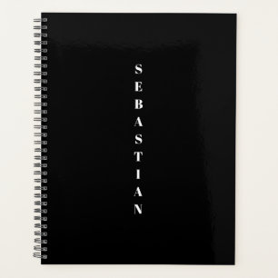 Minimalist black vertical name year or monogram planner