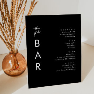 Minimalist Black Wedding Bar  Pedestal Sign