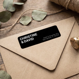 Minimalist Black Wedding Couple Return Address