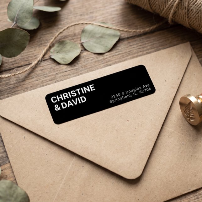 Minimalist Black Wedding Couple Return Address (Creator Uploaded)