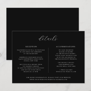Minimalist Black Wedding Details Card