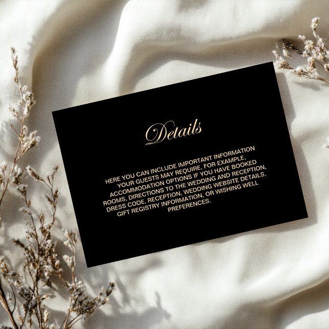 Minimalist Black Wedding Details Enclosure Card (Creator Uploaded)