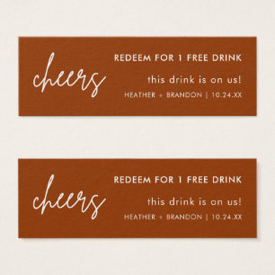 Minimalist Black Wedding Drink Ticket Cards
