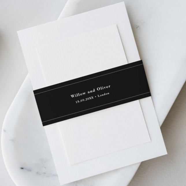 Minimalist Black Wedding Invitation Belly Band (Creator Uploaded)