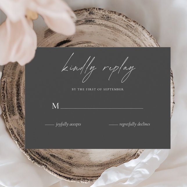 Minimalist Black Wedding Modern  RSVP Card (Creator Uploaded)