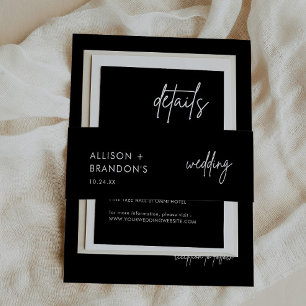 Minimalist Black Wedding Names Wedding Invitation Belly Band