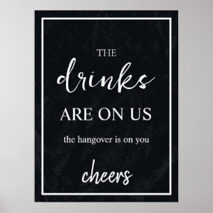 Minimalist Black Wedding Open Bar Sign