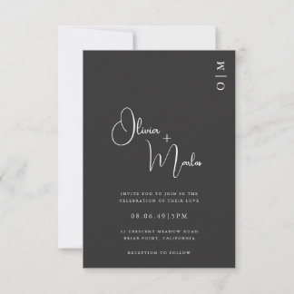 Minimalist Black Wedding QR code Invitation card