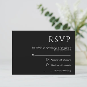 Minimalist Black Wedding RSVP Card