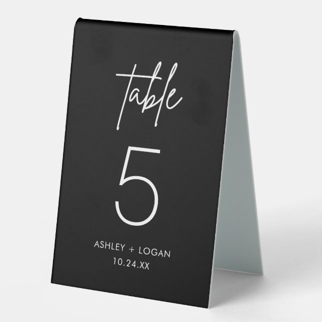 Minimalist Black Wedding Table Numbers Table (Front)