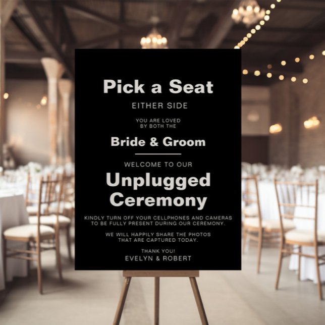 Minimalist Black Wedding Unplugged Ceremony  Poster (Creator Uploaded)