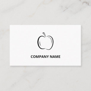 Minimalist Black Wedge-Shaped Line Art Apple Business Card